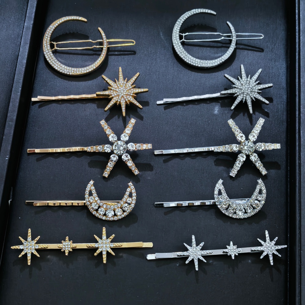Clip In Hair Piece - 3/4 adet set kristal yıldız tokalar